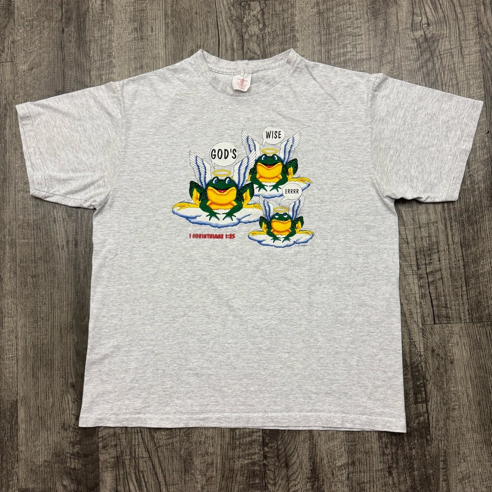 Vintage 90s God’s Wise Errr Budweiser Parody Religious Jesus Frog T Shirt
